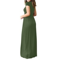 Ženska ljetna haljina WomencaSual Džepovi kratki rukav dress Duljina kat haljina labava haljina, zelena, xl