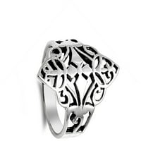 Oksidirani filigranski križni rezonirani prsten Sterling srebrna traka nakita Ženska muški unise veličine