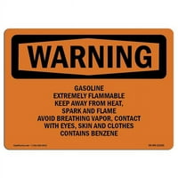 Prijava OS-WS-D-35-L- OSHA znak upozorenja - Benzin izuzetno zapaljiv drži podalje dalje od
