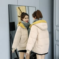 Entyinea ženska casual jakna na puffer Srednja rastezanje puffer jakna s kapuljačom bež xl