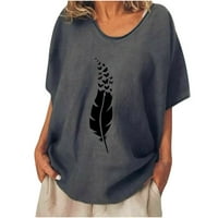 XYSAQA Y2K TOP TEMP za žene Modna žena Crewneck Majica s kratkim rukavima Ljetni ispis Labavi bluza