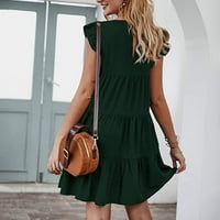 Haljine za žene kratki rukav Duljina koljena Dužina sunčanja Okrugli decline Green XL