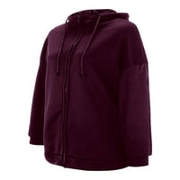Rejlun ženski kaput dugih rukava dukserica sa dugim bojama od labave jakne sa džepovima zimska topla odjeća tamno ljubičasta 5xl