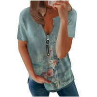 Košulje za žene Ljetni maslačak Print plus veličine vrhova kratkih rukava Crewneck Spring Bluzes Loose Basic Ekousn