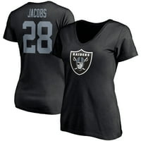 Ženske fanatike marke Josh Jacobs Black Las Vegas Raiders igrač Ikona Ikona i broj V-izrez Majica