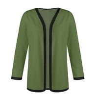 Proljetne jakne stabilna odjeća Ženska jesen i zimska modna moda Casual Solid Boja dugih rukava Srednjeg dijela Kardigan jakna zelena m