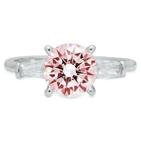 2.0ct okrugli rez ružičasti simulirani dijamant 18k Bijelo zlato ugraviranje izjava bridalna godišnjica