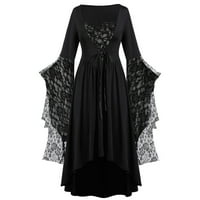 HVYesh Noć vještica za žene Trendi gotičke haljine cvjetni čipkasti patchwork trube s rukavima vintage