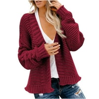 Turtleneck džemper Žene žene Ženski kabel Klint Cardigan kaput Čvrsta boja otvoreni džemper Cardigan