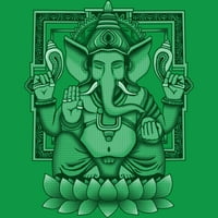 Lord Ganesh Halftone Muški Kelly Green Graphic Tee - Dizajn ljudi 2xL
