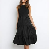 SHPWFBE Ljetne haljine za žene nagnute suknje za žene crne haljine za žene casual midi maxi haljina