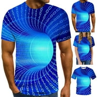 Odeerbi Muške grafičke majice Ljeto 3D tiskarske košulje Kratki rukav Okrugli vrat Top Bluze Plave