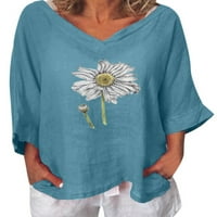 Ženska rukava s rukavima na kratkim kratkim majicama za bluzu ljetni cvijet