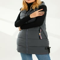PUDCOCO je preveliran prsluk za žene na otvorenim kaputima sa poklopcem dugim pufferom prslukom zimski