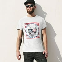 Site lubanje sa sunčanim naočalama na apstraktnoj američkoj zastavi Muška grafička majica Vintage kratki