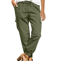 Simu ženske ležerne duge hlače Žene modne pune boje Kombinezone Kompletne pantalone Ležerne hlače Stretch Comfy džepovi opušteni fit