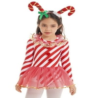 Yizyif dječje djevojke božićne gospođice Santa kostim haljina Fancy Party Stripes Sequins Dance Jumpsit
