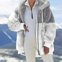 WAVSUF ženski kaputi i jakne plus veličina sa kapuljačom casual sive jakne veličine l