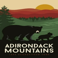 Jezero George, New York, Adirondack planine, medvjeđe i mladunče, padajuće boje Pritisnite