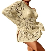 LIACOWI Ženska kukičana bluza Vidi kroz bikini Poklopac povremene labave vrhove tunike Kupajte odjeću za kupaće odjeću
