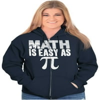 Math je jednostavan kao smiješan učitelj Nerdy Zip up hoodie muške ženske brine za žene 2x