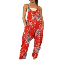 Dasayo modni cvjetni tisak za žene Ležerne prilike bez rukava s džepovima Ljetne trendi hlače
