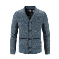 Tawop zimska odjeća Muška mješovita boja pleteni džepni džep ukrasni rever kardigan kaput plavi 6