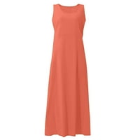 Stabilne ljetne haljine za žene ženska modna casual pune boje bez rukava bez rukava, džepna haljina narandžasta 4xl