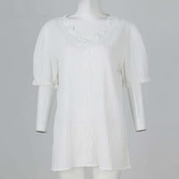 Ženski vrhovi Grafički print kratkih rukava Bluze Modne žene T-majice Henley Ljetna tunika Tee bijela