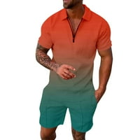 Muško odijelo čvrste boje navratnikov kratkim rukavima i kratke hlače Ljeto dugme sa zatvaračem, pulover