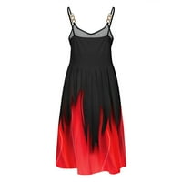 ManXivoo Line haljina ljetne haljine za žene ispis bez rukava V izrez špageta remen a linija modne casual haljine ljetne haljine Žene povremene haljine crvene boje