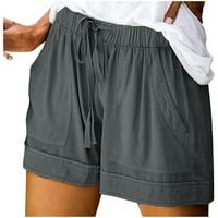 Wofedyo teretni hlače za žene Splice Comfy struk hlače Shorts Labavi elastični džepovi ženske ležerne