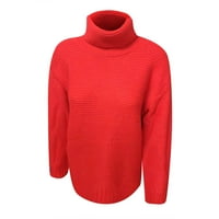 Zimske uštede džemperi za žene čišćenje žena čvrsti dugi rukav džemper turtleneck džemper pulover crveno