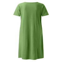 Abtel Ladies T majica haljina od pune boje sandress casual midi haljine žene labave boemsko zeleno xl