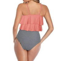 Kupaći kostim za žene Split kupaći kostim ruffle prsluk V-izrez cvjetni print kupaći kostim s visokim