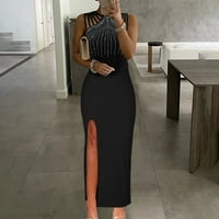 Ženska haljina za uklanjanje ženskih trendova za odmor ljetni rukav čvrsta boja seksi duga maxi haljina