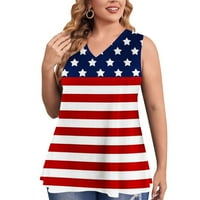 Majice za žene Trendy, Ženska američka cisterna zastava Plus size bez rukava 4. jula Camisole Tuničke