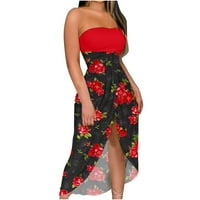 Leesechin ponude Maxi haljine za žene plus veličine dame party boho cvjetna print mape bez haljine na
