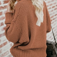Zunfeo Dukseri za žene - dugih rukava Solid Crewneck Knit Jesen zimski vrhovi labavi fit pulover casual