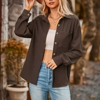 GDFUN ženske casual modne čvrste boje džepne kapuljače Jednostruka košulja - zip up hoodie zip up dukseve za žene