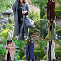 Žene Ležerne prilike dugačke pletene kapuljač dukseva kaput kaput modna odjeća siva m