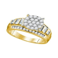 Jewels 10kt Žuto zlato Žene Okrugli dijamant Cindys Dream Cluster Bridal Vjenčani zaručni prsten 1. CTTW - Veličina 6