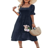 LUMENTO DAMIES LONG haljina Švicarske točke Maxi Haljine Square Crt Summer Beach Sundress Ženska labava