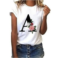 Majice kratkih rukava za žene labave opremljene tunike na vrhu tunika Ljetni cvijet Print Comfy bluza bijela m