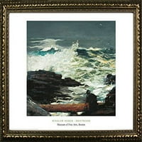 Driftwood, Winslow Homer Art Print Poster Poznat poznatih oceanske obalne valove ruši se na stijenama
