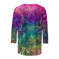 Olyvenn Ženska grafička tunika T-majice Trendy Izlazi modni rukav Tees kontrast patchwork ljetni vrhovi