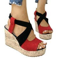 Sandale platforme od čvrstih sandala cipele dame Roman klinovi Moda casual za žene kopče ženske sandale, crvene