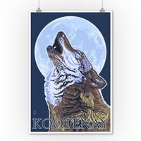 Kootenay, Kanada - Wolfw Howling - Lantern Press poster
