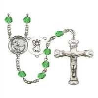 St. Christopher Soccer srebrna krunica August Zelena vatra Polirani perle Crucifi Veličina medaljine šarm