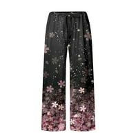 Ženske ljetne ležerne pantalone za široke noge Labavi džepovi za printu Drže dukseve MULTICOLOR XL